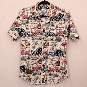 YoColorado Hawaiian flamingo print button down shirt-S